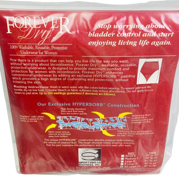 Vintage Forever Dry Incontinence Leak Protective Underwear 3X Womens Reusable - Picture 3 of 4
